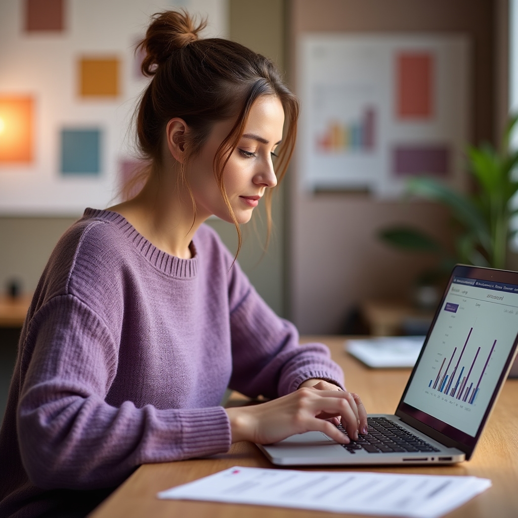 Osoba analizująca wykres cen promocyjnych na ekranie laptopa